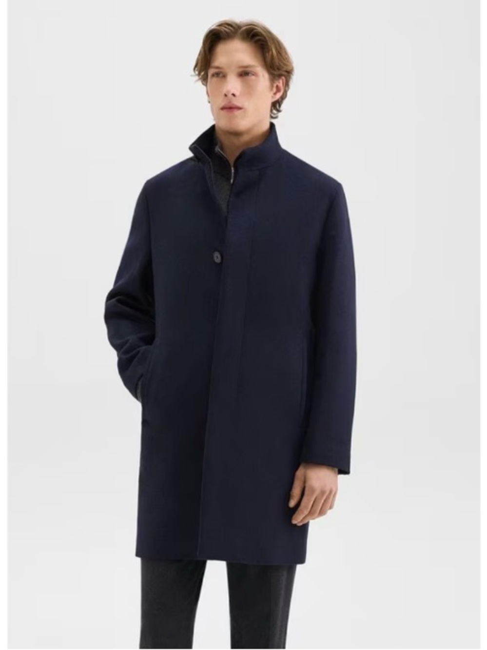 Theory Essential Renew Melton Wool Blend Peacoat Winter Jacket Navy XXL
